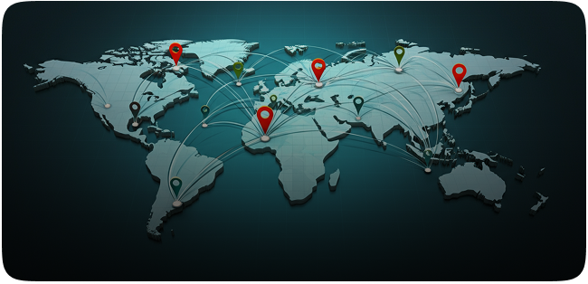 World map showing global connections